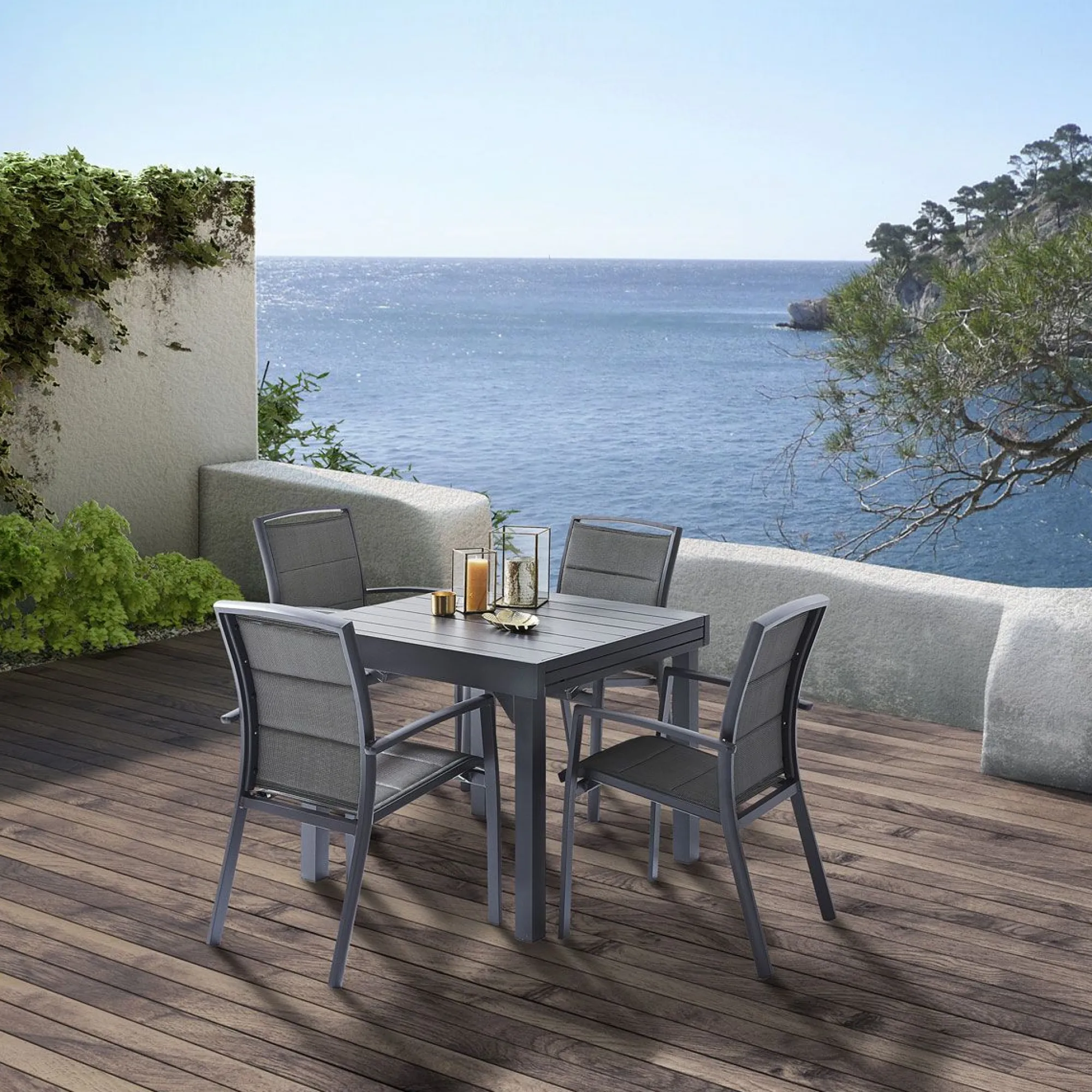 Tuinmeubelen|ohgreen Armstoel Modulo grijs antraciet