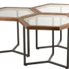 Meubilair|ohgreen Bijzettafel hexagon glas/hout bruin