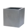 Aardewerk|ohgreen Bloembak Fiberstone kubus 40x40cm grijs