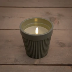 Verlichting|ohgreen Buitenkaars in pot 3d vlam olijf