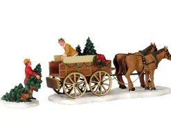 Lemax Kerstdorpen|ohgreen Christmas tree wagon, set of 2