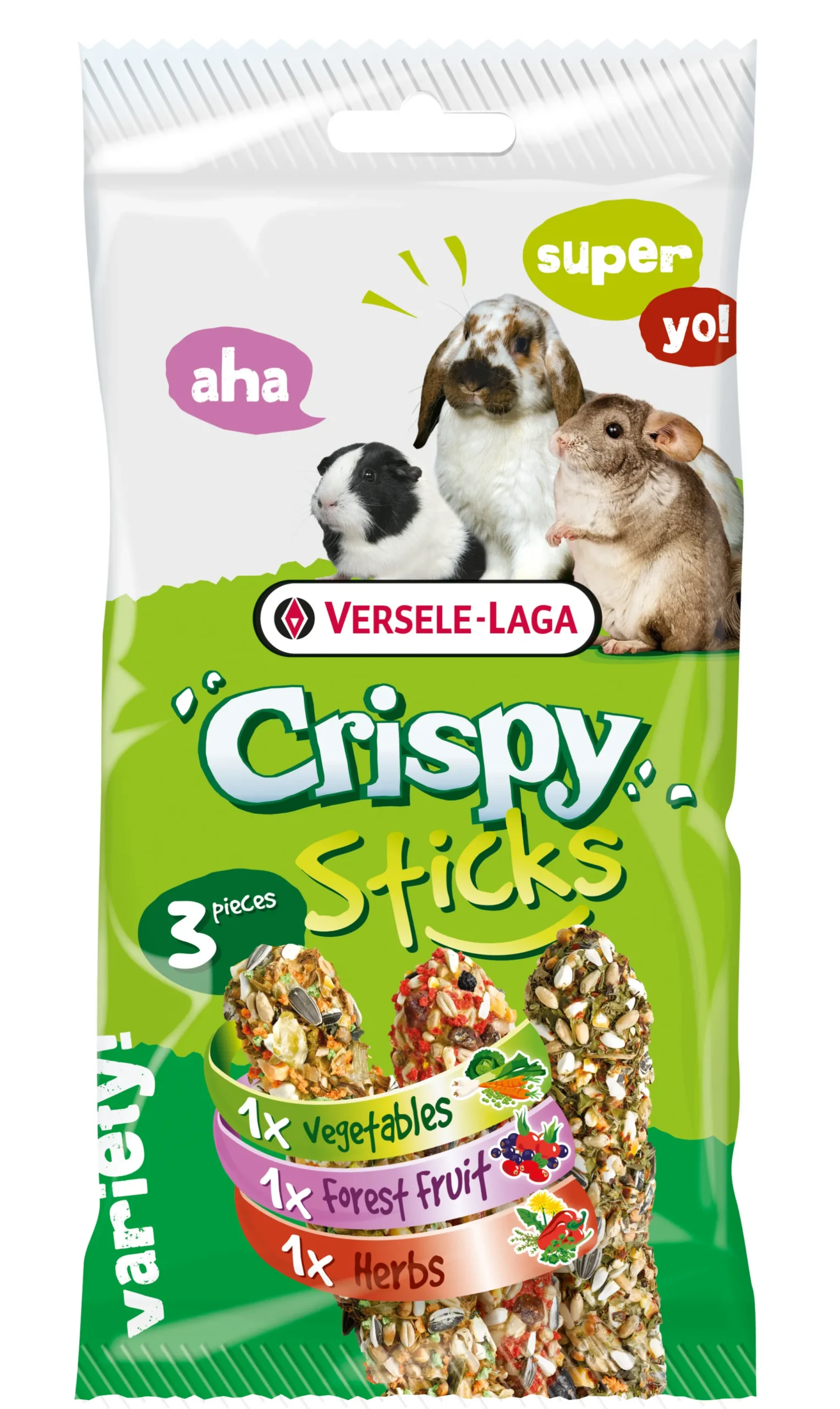 Knaagdieren Voeding|ohgreen Crispy Sticks Herbivoren Triple Variety Pack 165g