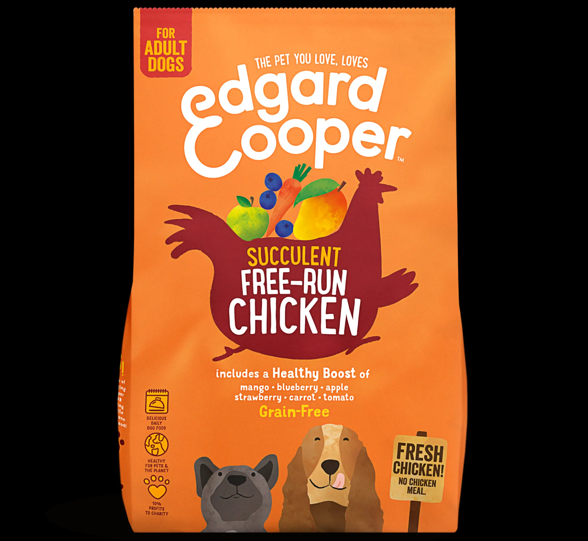 Hond Voeding|ohgreen Edgard & cooper, hondenbrokken voor adult met kip, 12kg