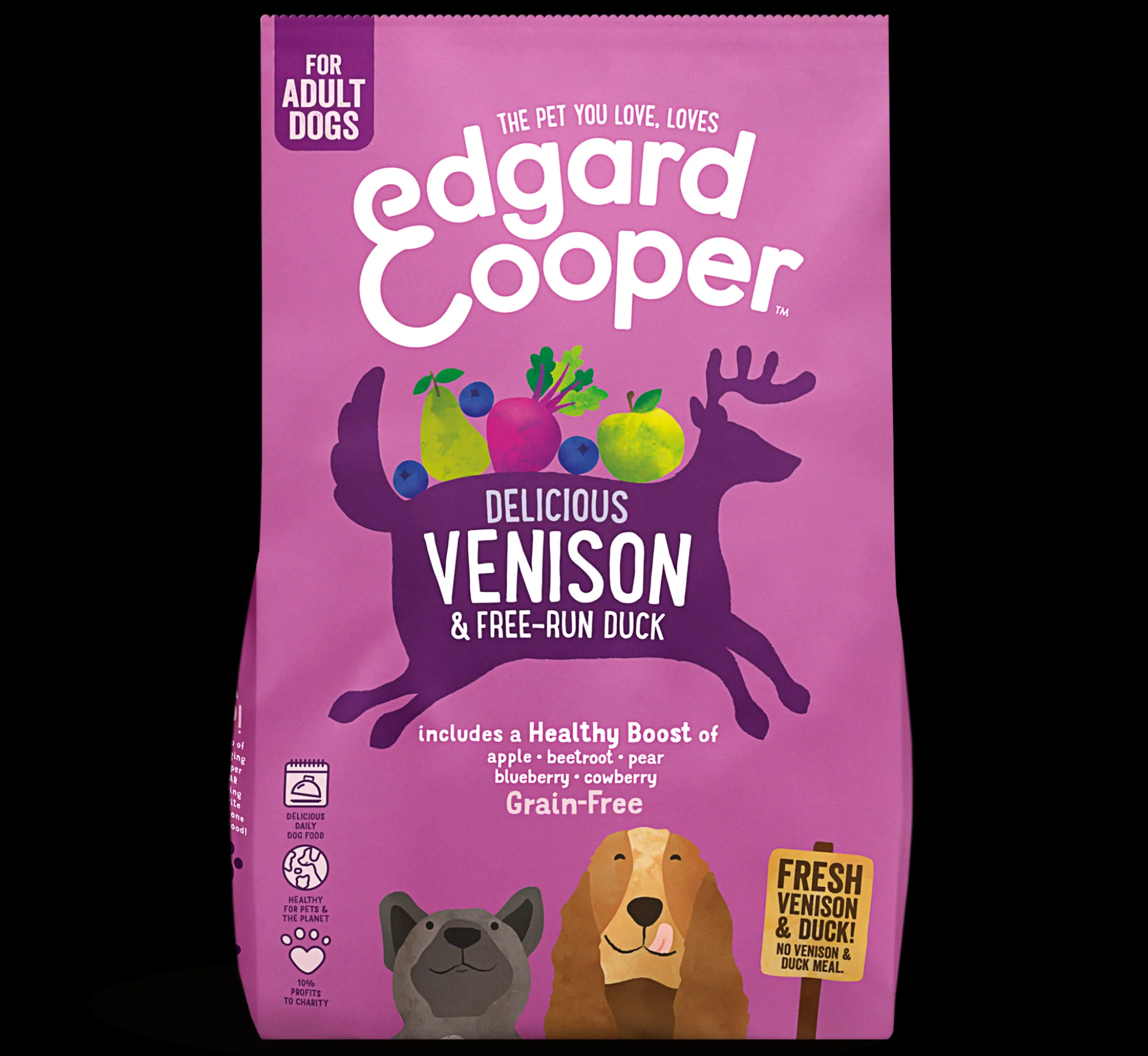 Hond Voeding|ohgreen Edgard & cooper, hondenbrokken voor adult met hert en eend, 7kg