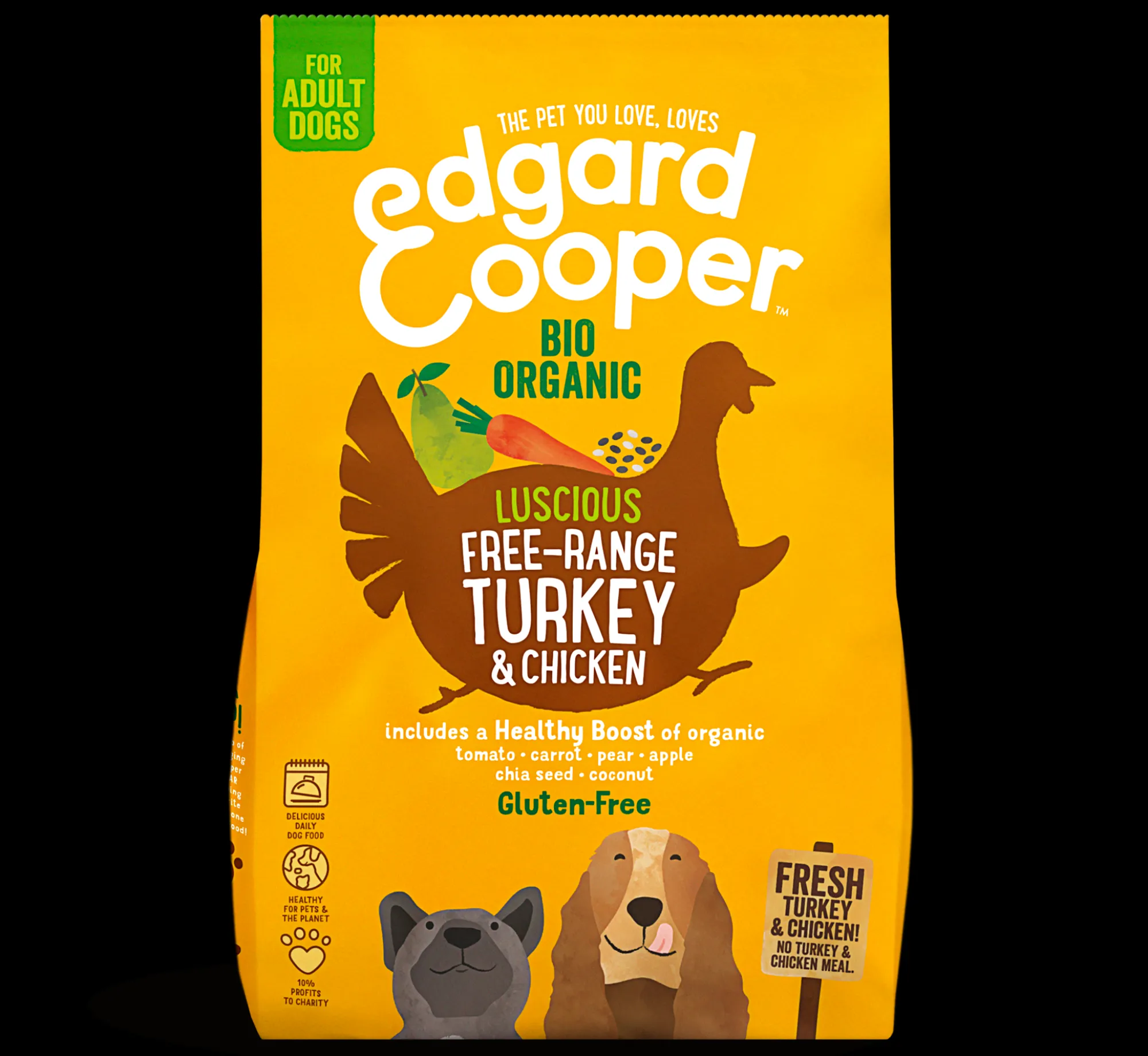 Hond Voeding|ohgreen Edgard & cooper, hondenbrokken voor adult kalkoen & kip, 7kg