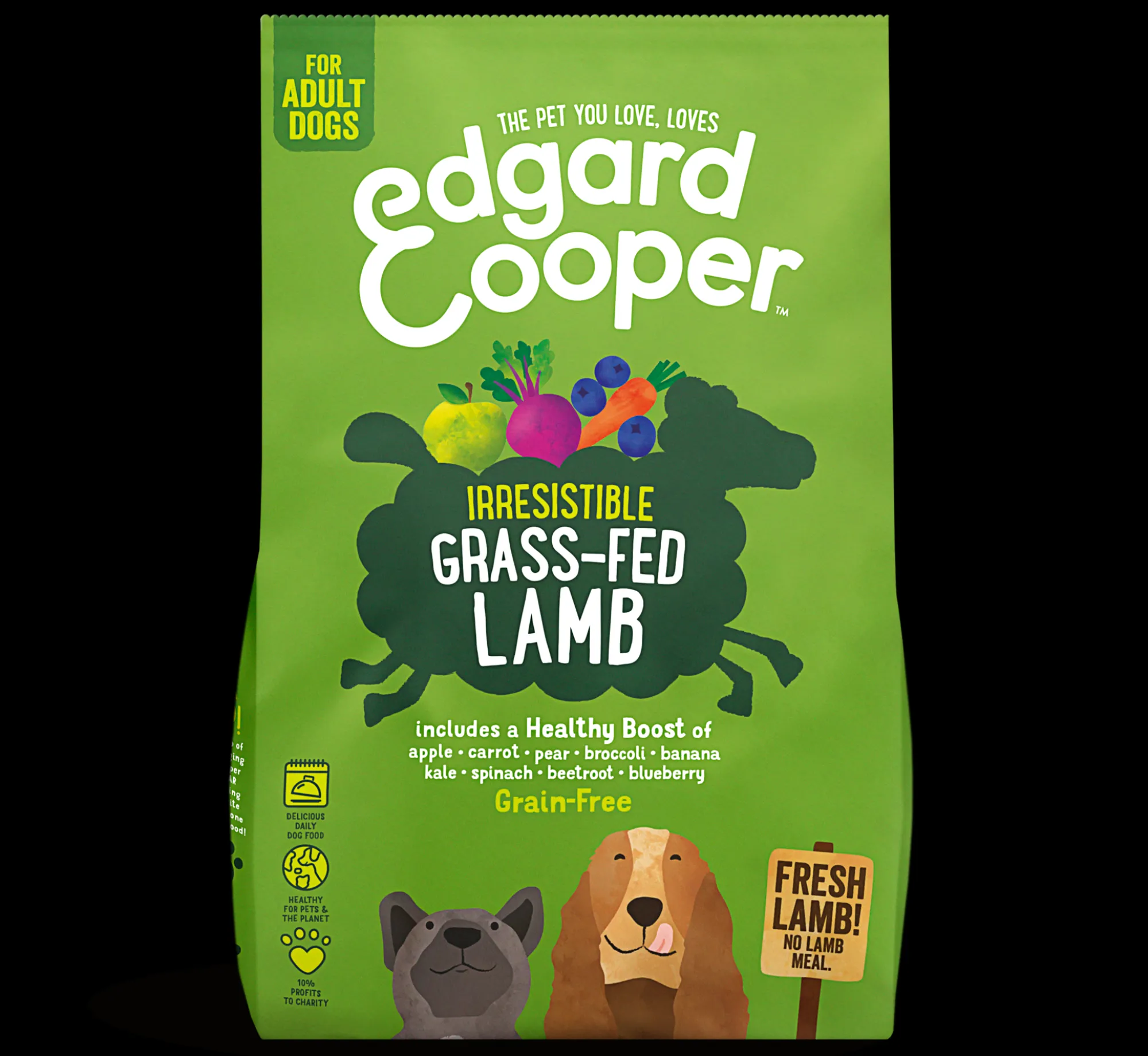Hond Voeding|ohgreen Edgard & cooper, hondenbrokken voor adult met lam, 12kg