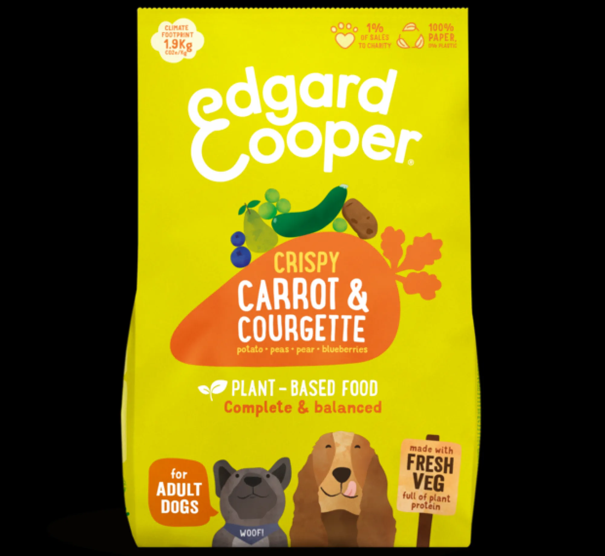 Hond Voeding|ohgreen Edgard & cooper, hondenbrokken voor adult plant-based wortel, 7kg
