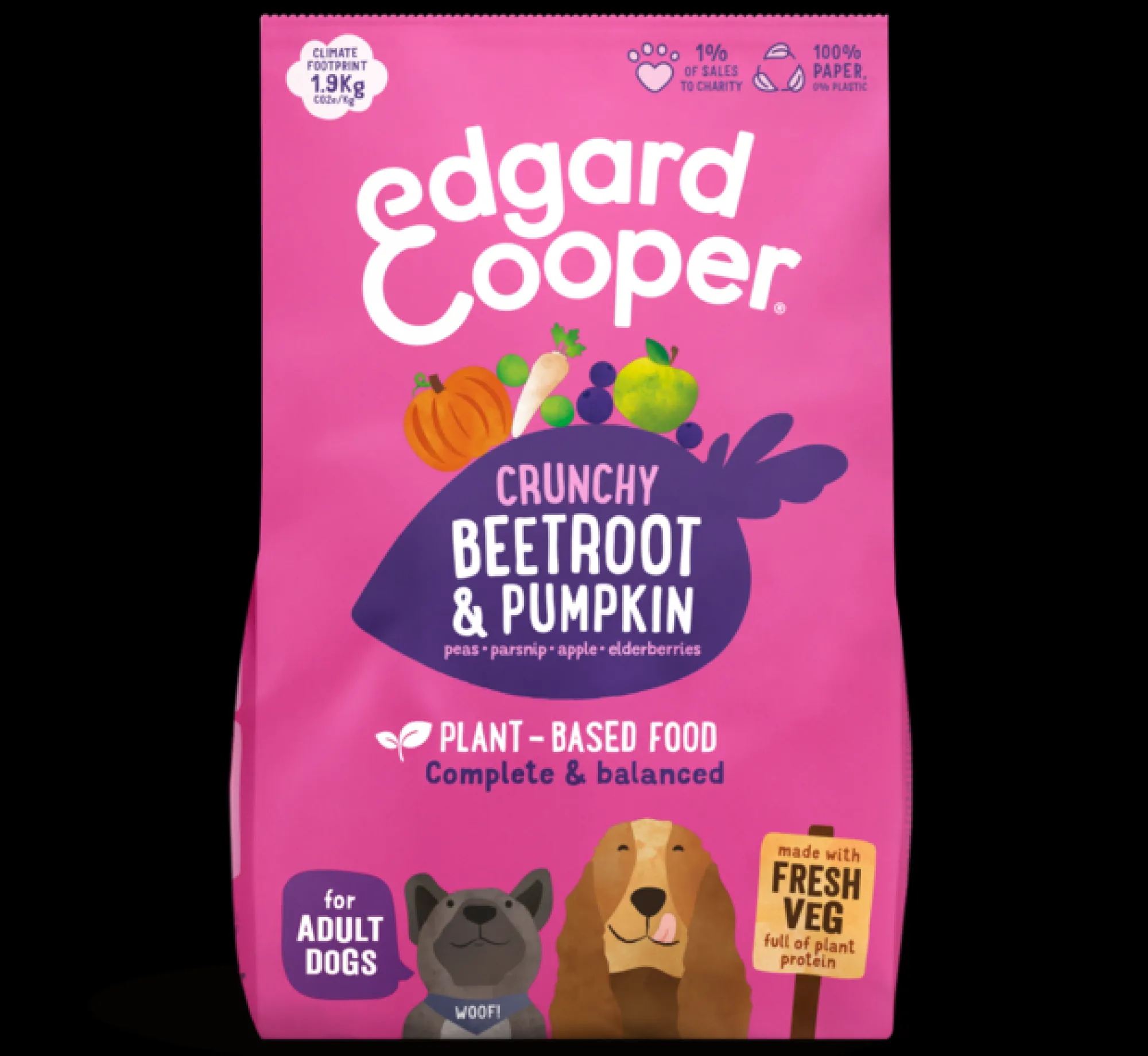 Hond Voeding|ohgreen Edgard & cooper, hondenbrokken voor adult plant based wortel, 7kg