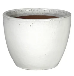 Aardewerk|ohgreen Glazed egg pot white d31h25