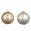 Kerstballen|ohgreen Glazen bal met glitterguirlande/schubmotief