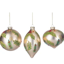 Kerstballen|ohgreen Glazen bal met hulst/berry en juweel