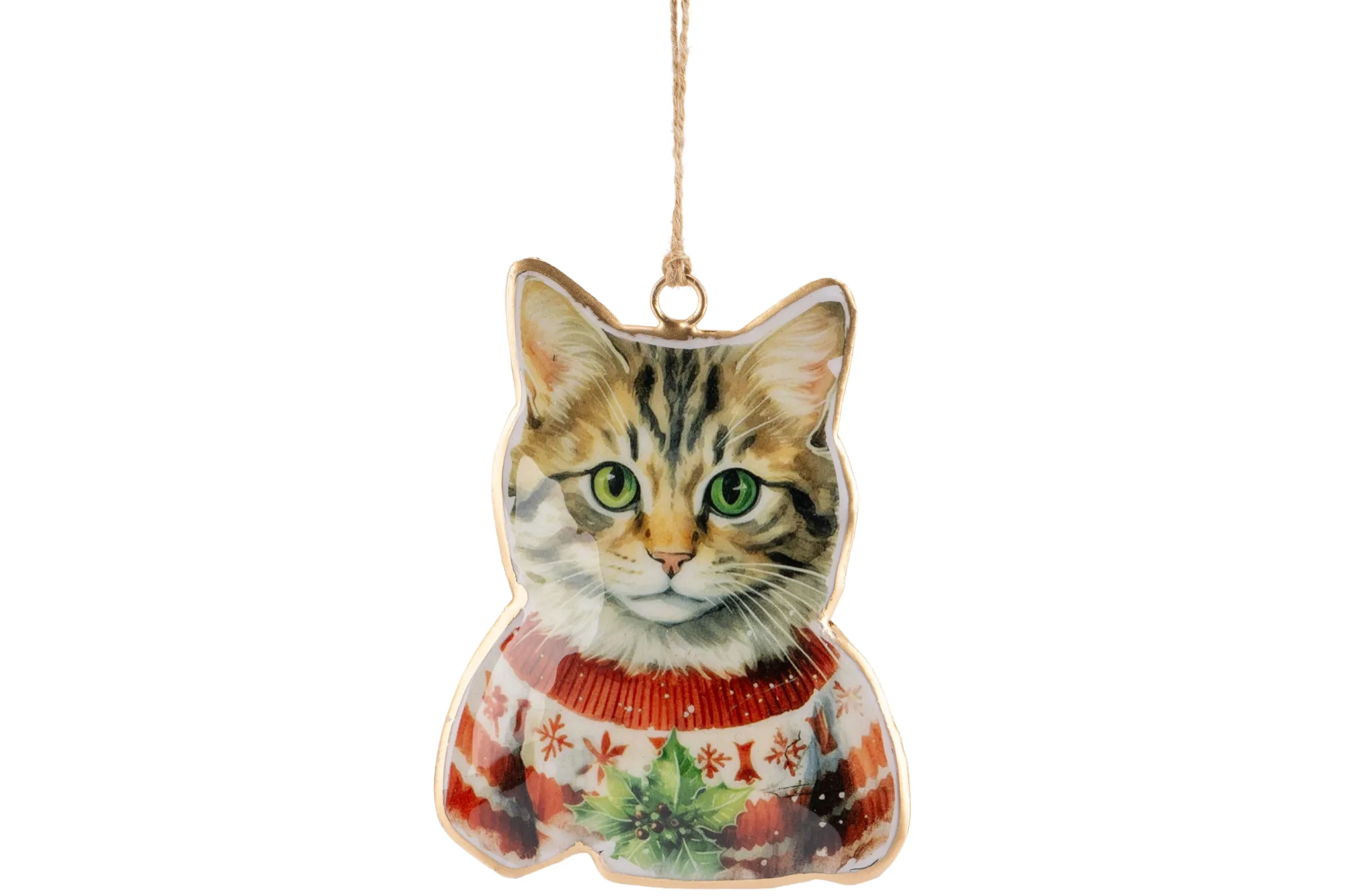 Kerstornamenten|ohgreen Hanger vintage cat rood