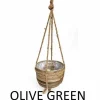 Potten En Vazen|ohgreen hanging basket stripe with rope d40h30cm - olive green