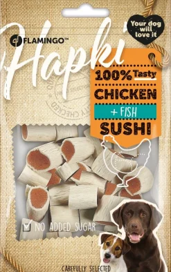 Hond Voeding|Werelddierendag|ohgreen Hapki kip - & vis sushi rolletjes 85gr