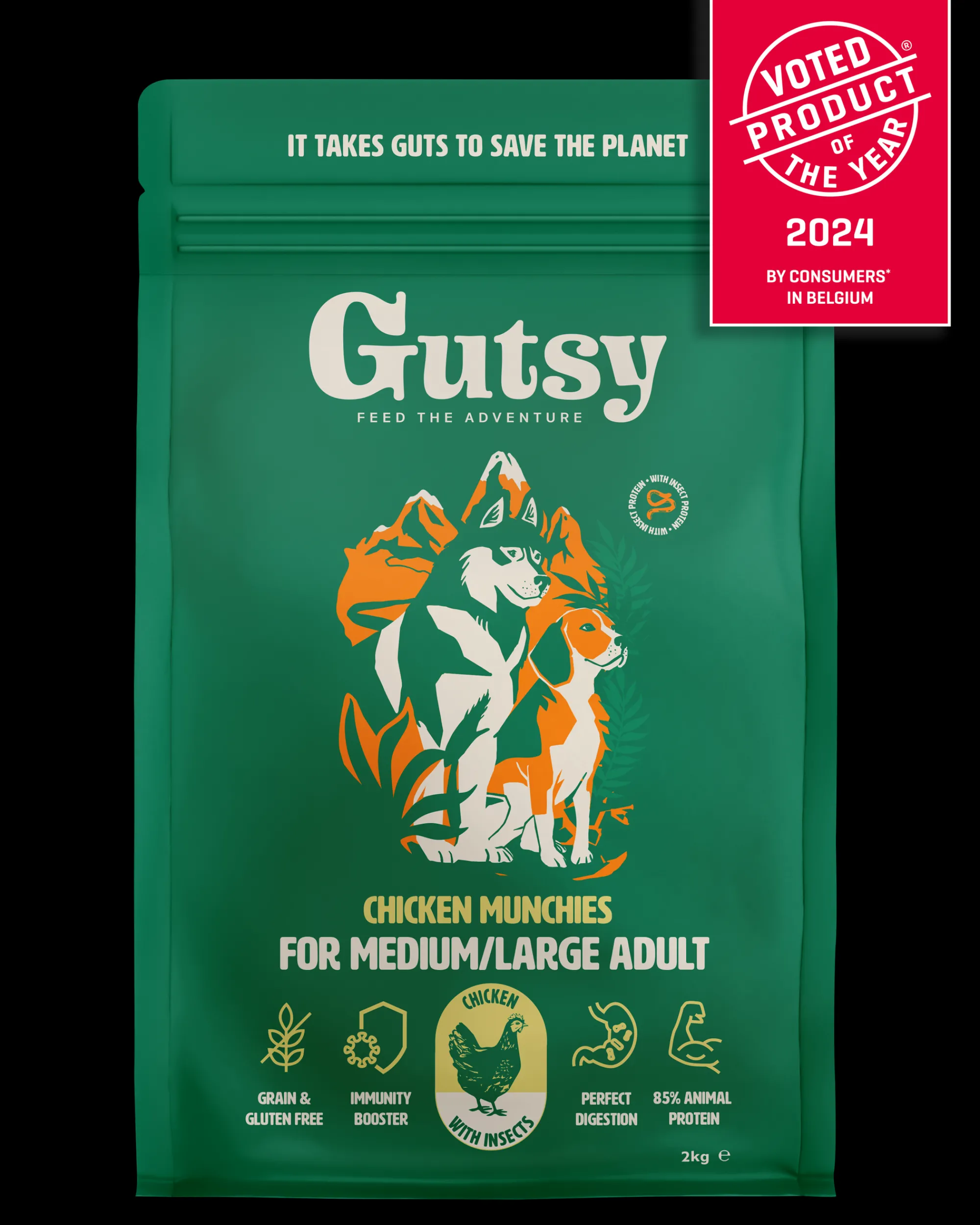 Hond Voeding|ohgreen Hondenbrokken kip en insect 10kg adult large