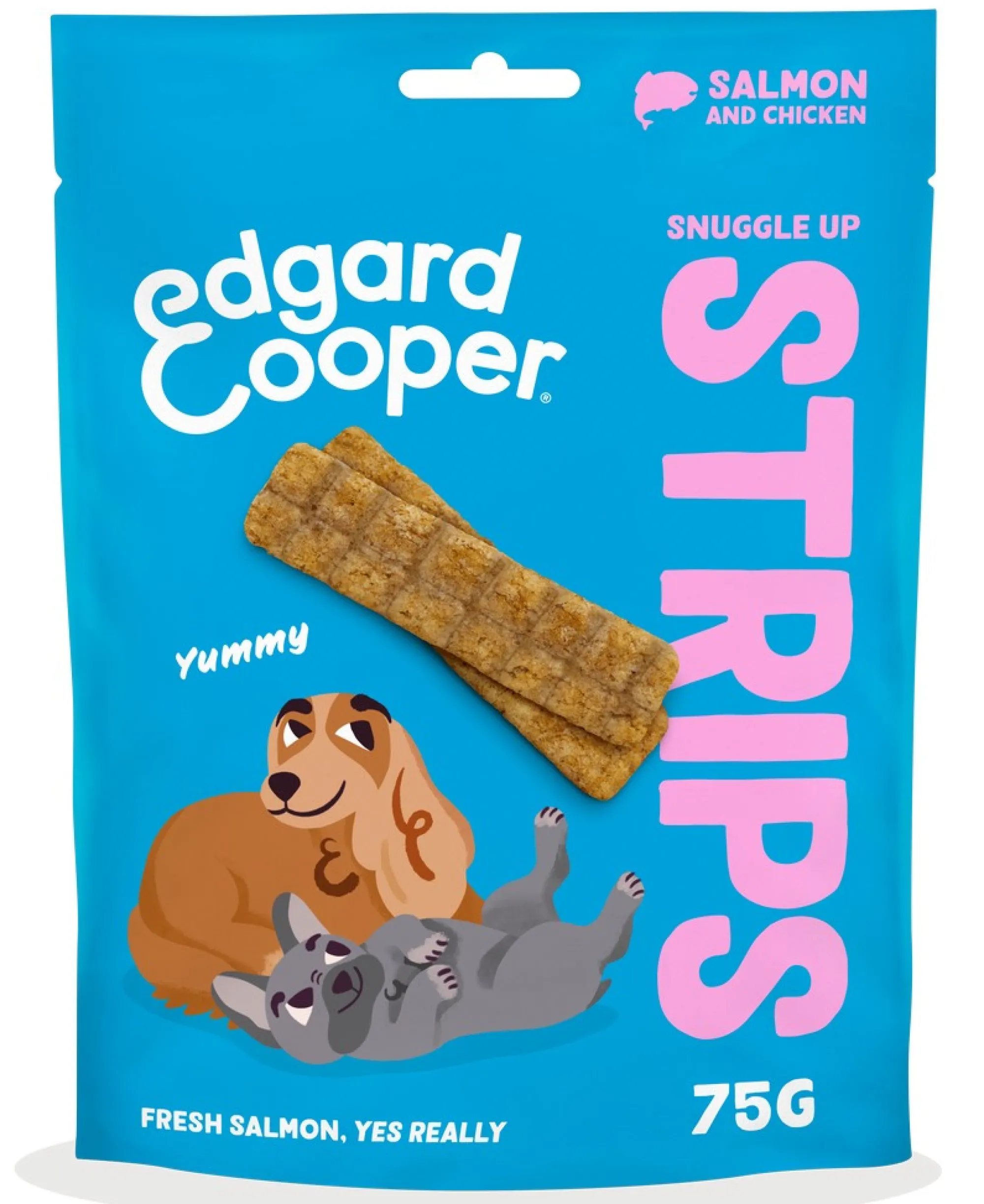 Hond Voeding|ohgreen Hondensnack treats snuggle up strips met zalm en kip