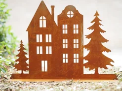 Decoratie|ohgreen Huizen met bomen op basis, winterlandschap