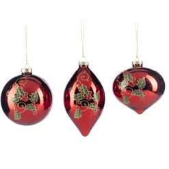 Kerstballen|ohgreen Juweelbal met hulst/bes motief