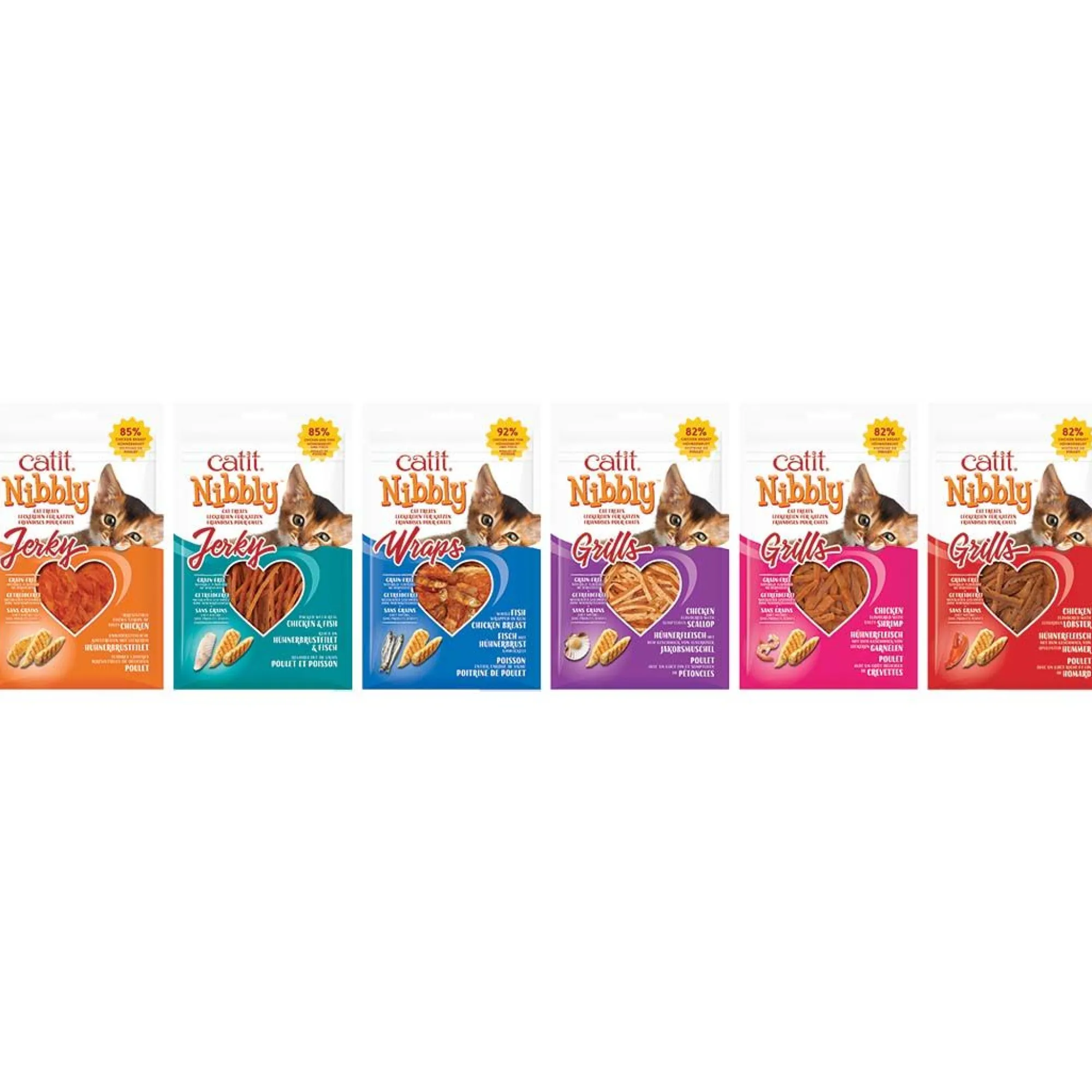 Kat Voeding|ohgreen Kattensnack nibbly grills kip & kreeft 30g