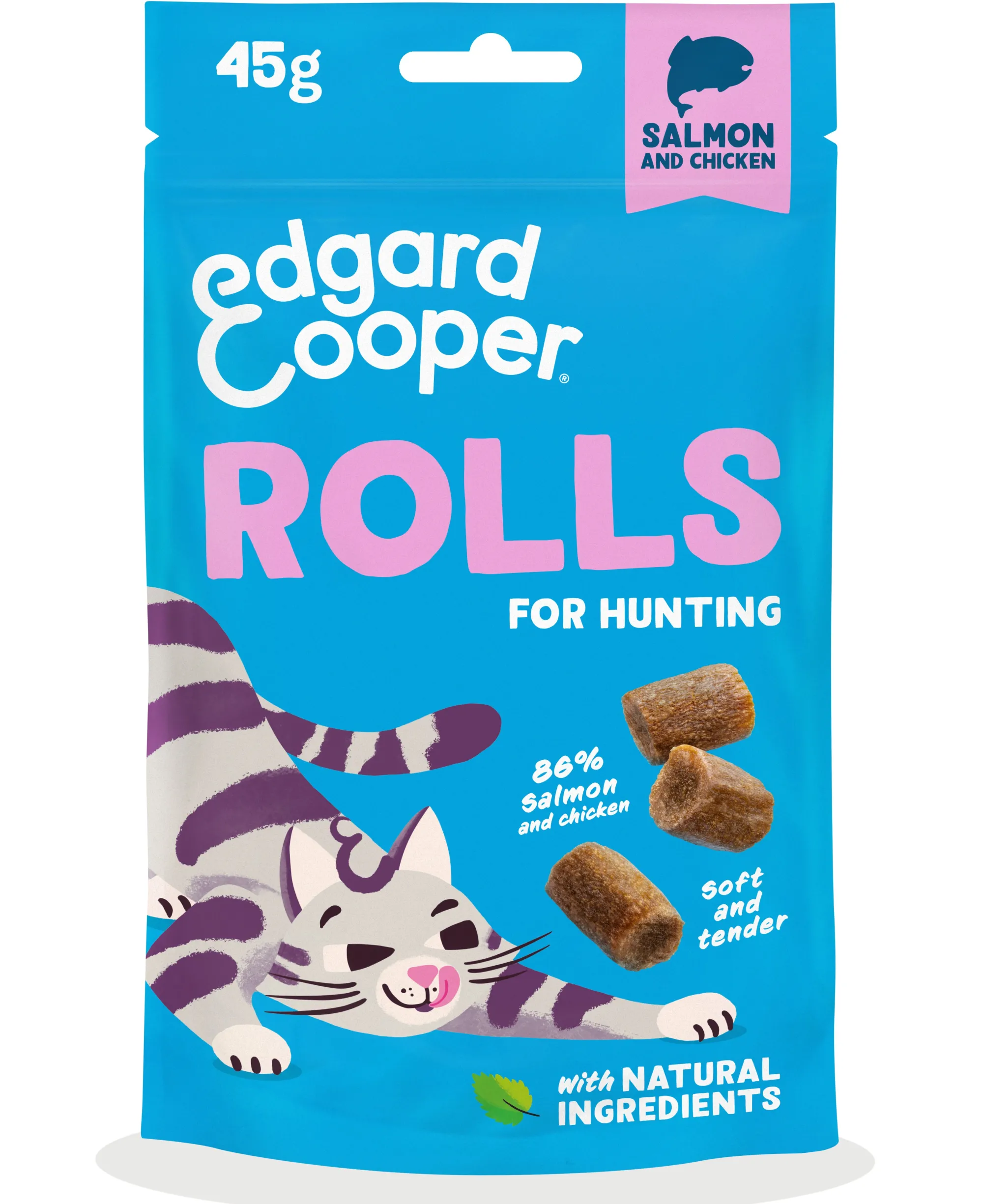 Kat Voeding|ohgreen Kattensnacks | ec rolls zalm&kip 45g