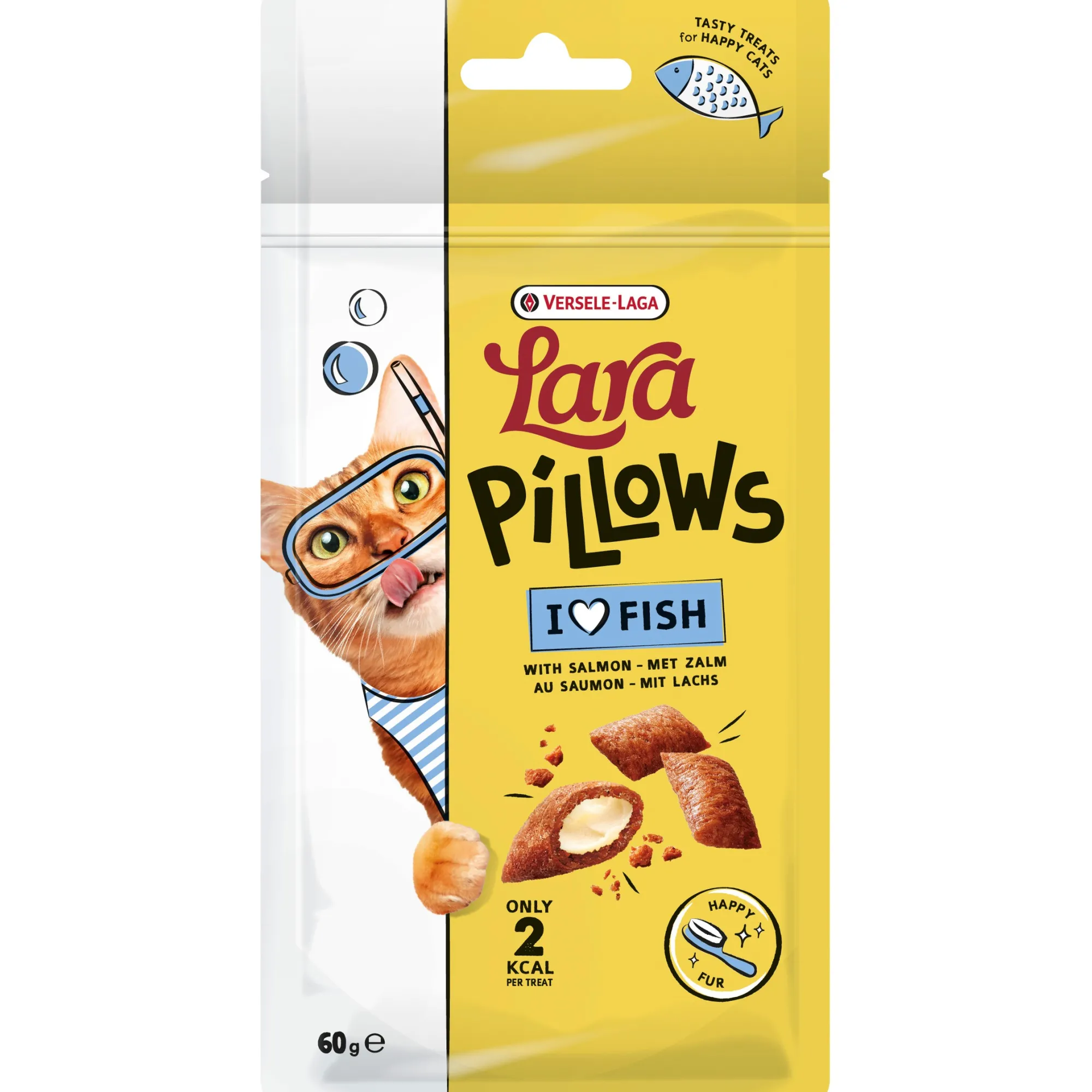 Kat Voeding|ohgreen Kattensnackslara pillows with salmon happy fur treats 60g