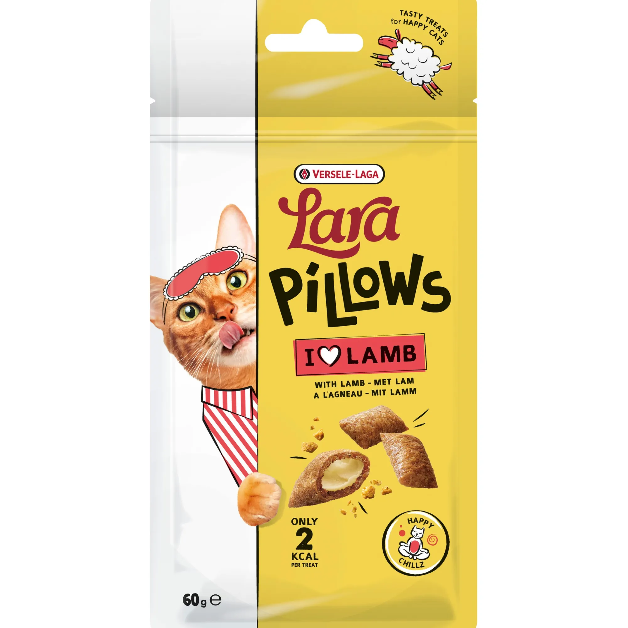 Kat Voeding|ohgreen Kattensnackslara pillows with lamb happy chillz treats 60g