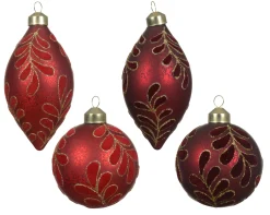 Kerstballen|ohgreen Kerstbal glas met blaadjes
