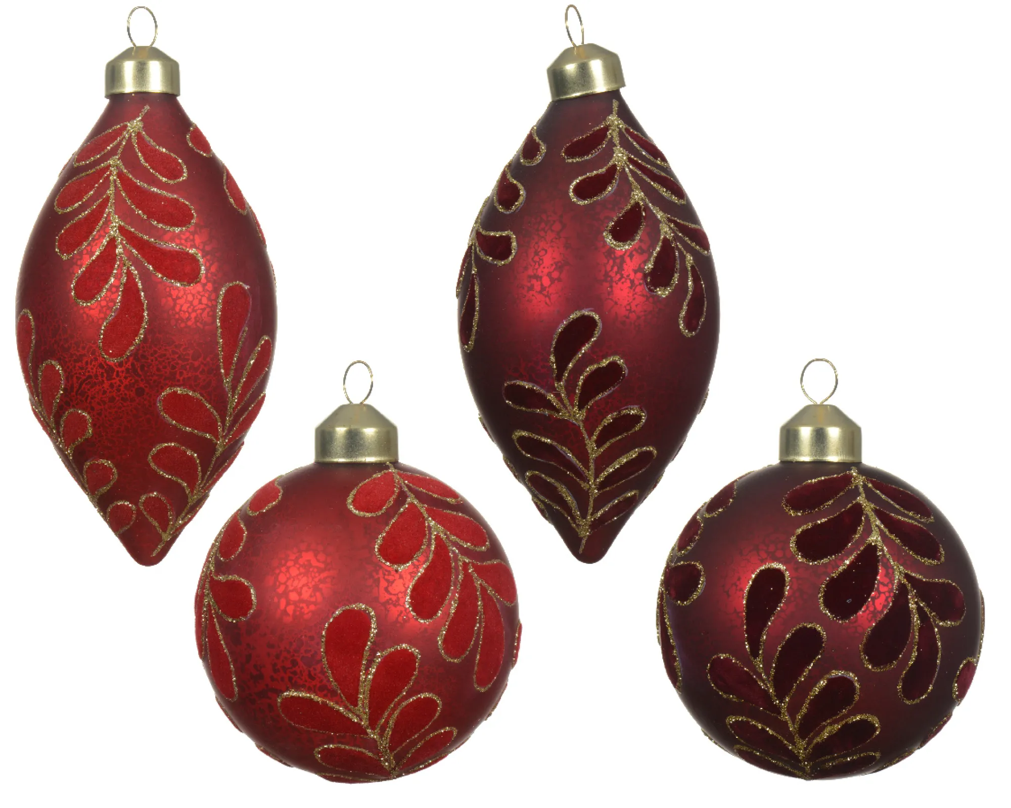 Kerstballen|ohgreen Kerstbal glas met blaadjes