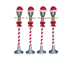 Lemax Kerstdorpen|ohgreen Kerstmuts straatlantaarn, set van 4, zonder (4,5v)