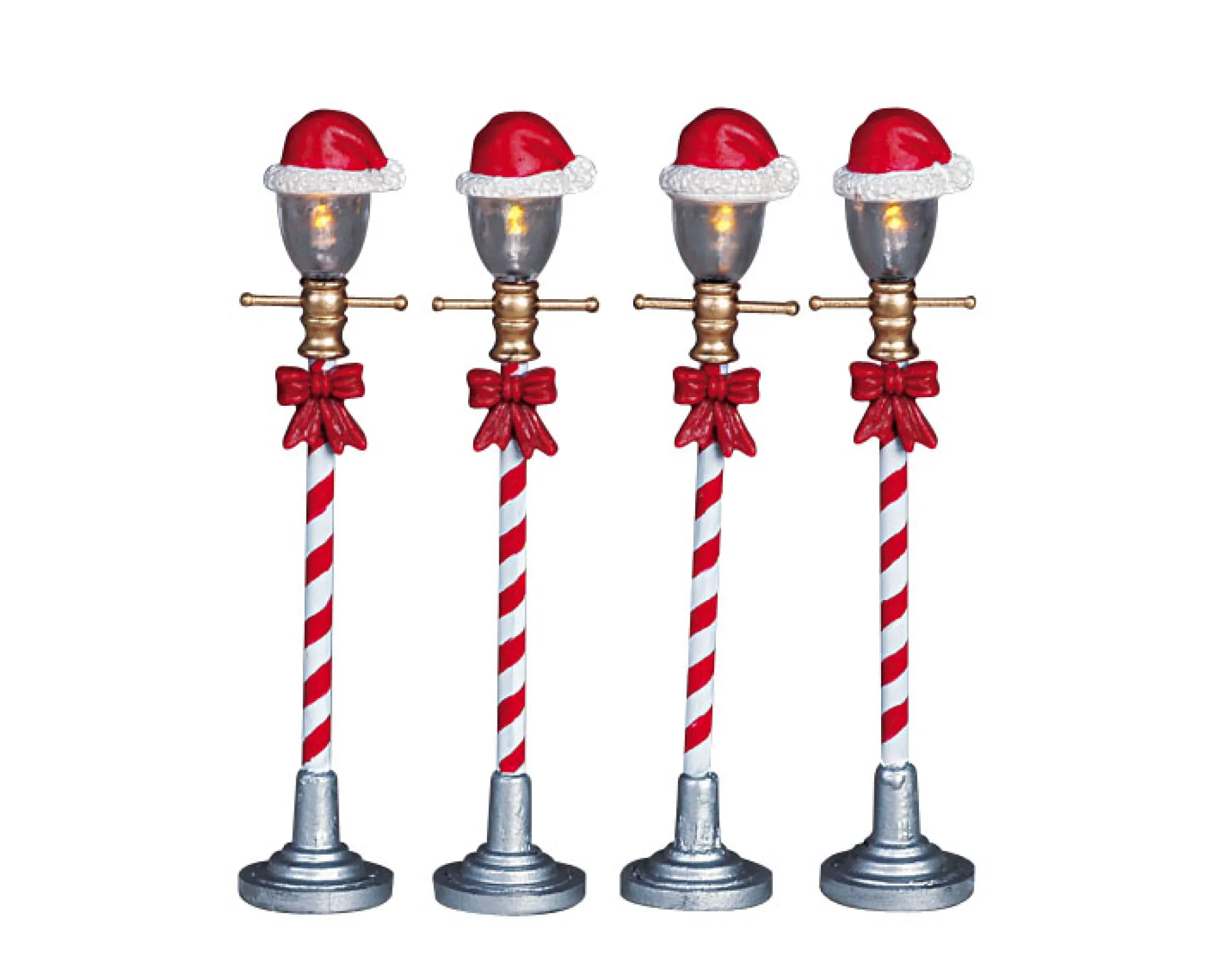 Lemax Kerstdorpen|ohgreen Kerstmuts straatlantaarn, set van 4, zonder (4,5v)