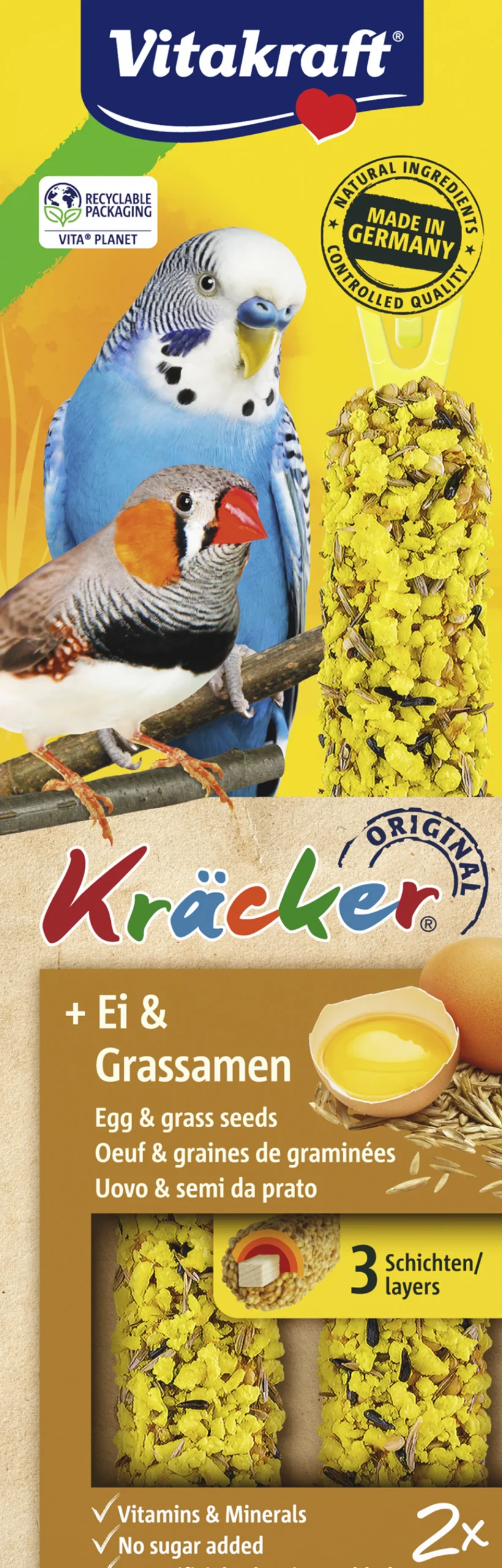 Vogels Voeding|ohgreen Kräcker® ei & graszaad| 2stuks| parkieten