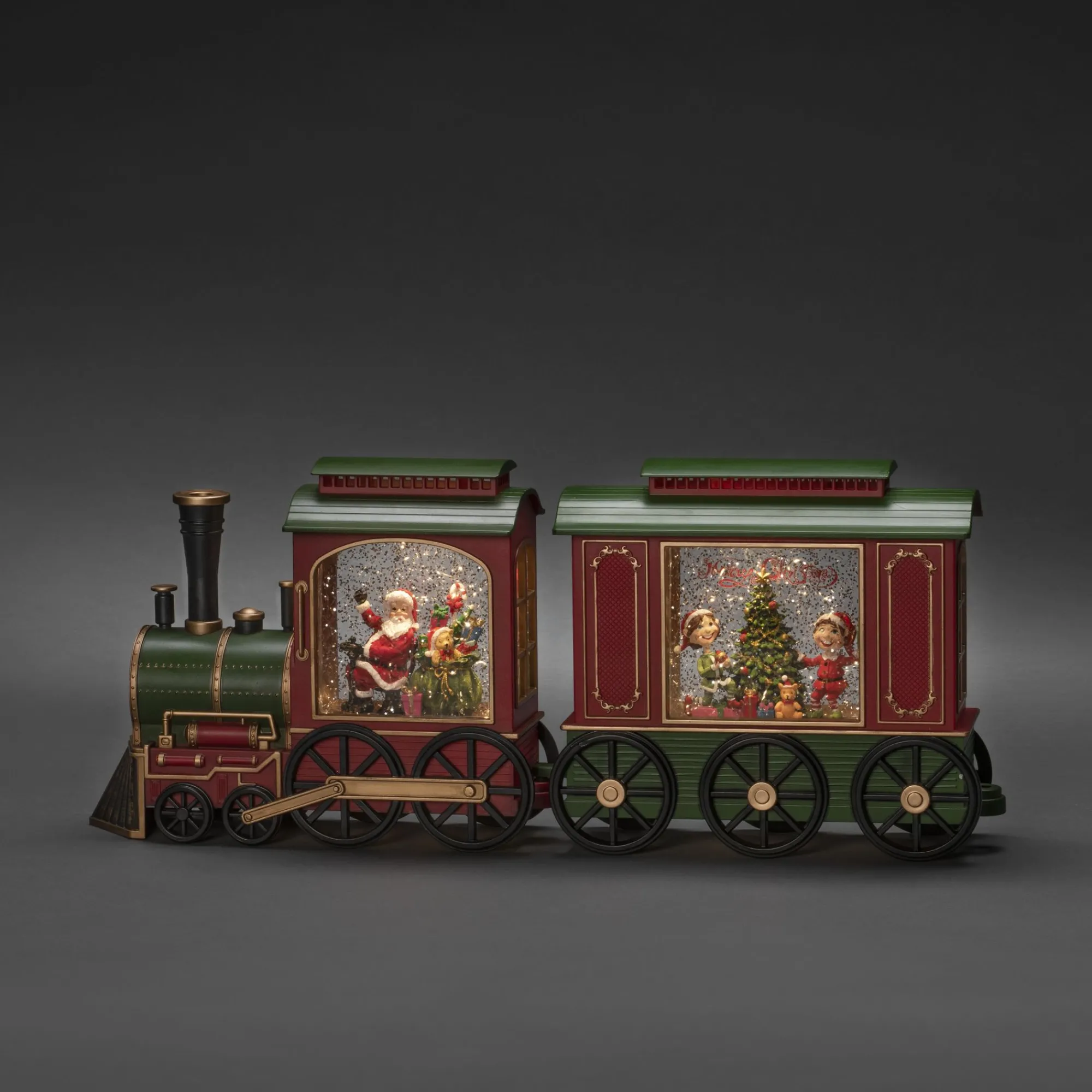 Deco Verlichting Binnen|ohgreen Led kerstlantaarn locomotief met kerstman en zak met kerstcadeaus