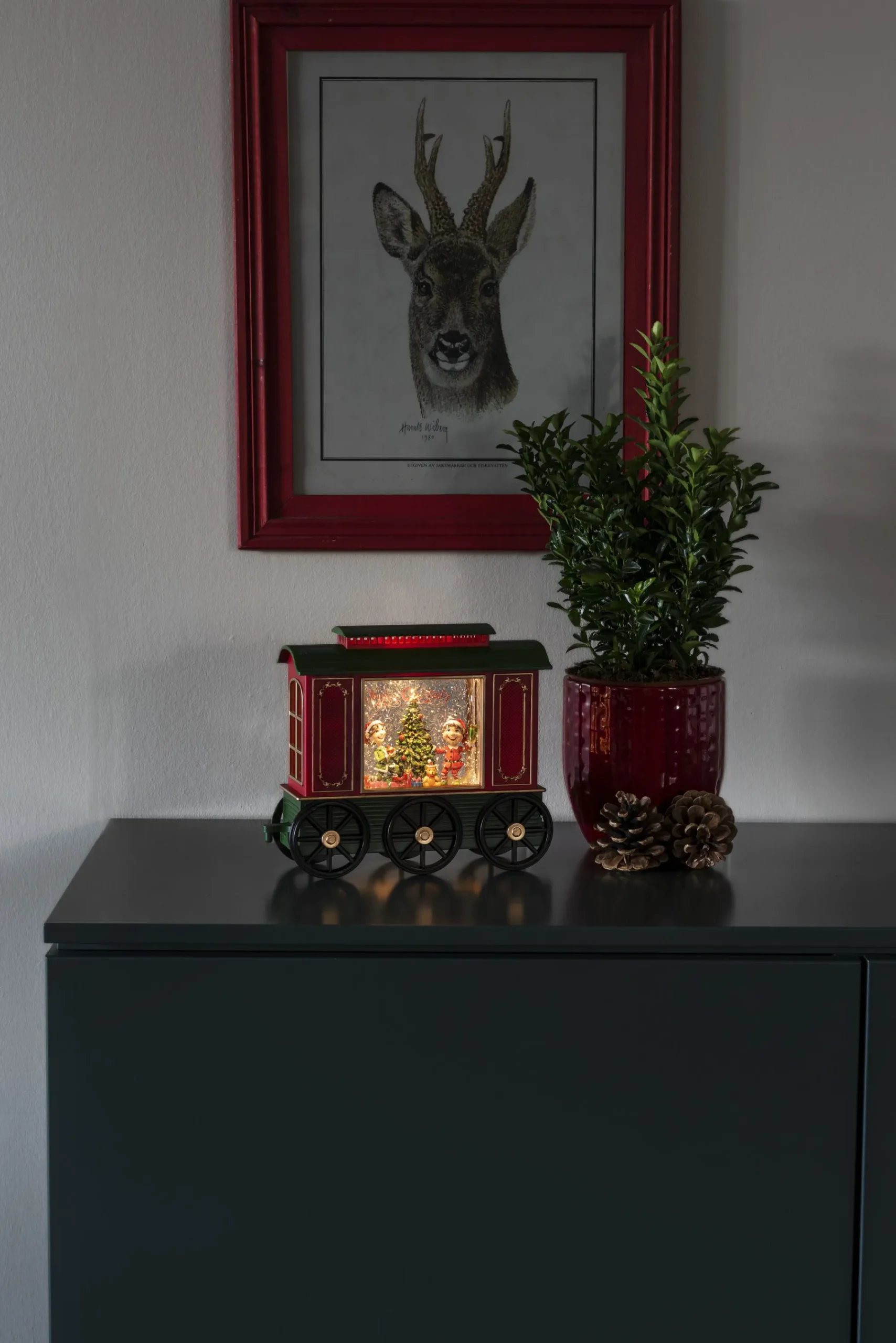 Deco Verlichting Binnen|ohgreen Led kerstlantaarn treinwagon met kinderen, kerstboom en kerstcadeaus