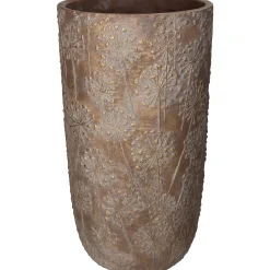 Potten En Vazen|ohgreen Planter paardebloem beton goud 21x21x40cm
