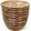 Potten En Vazen|ohgreen Pot round balloon stripe bronze d15h14cm