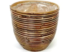 Potten En Vazen|ohgreen Pot round balloon stripe bronze d20h19cm