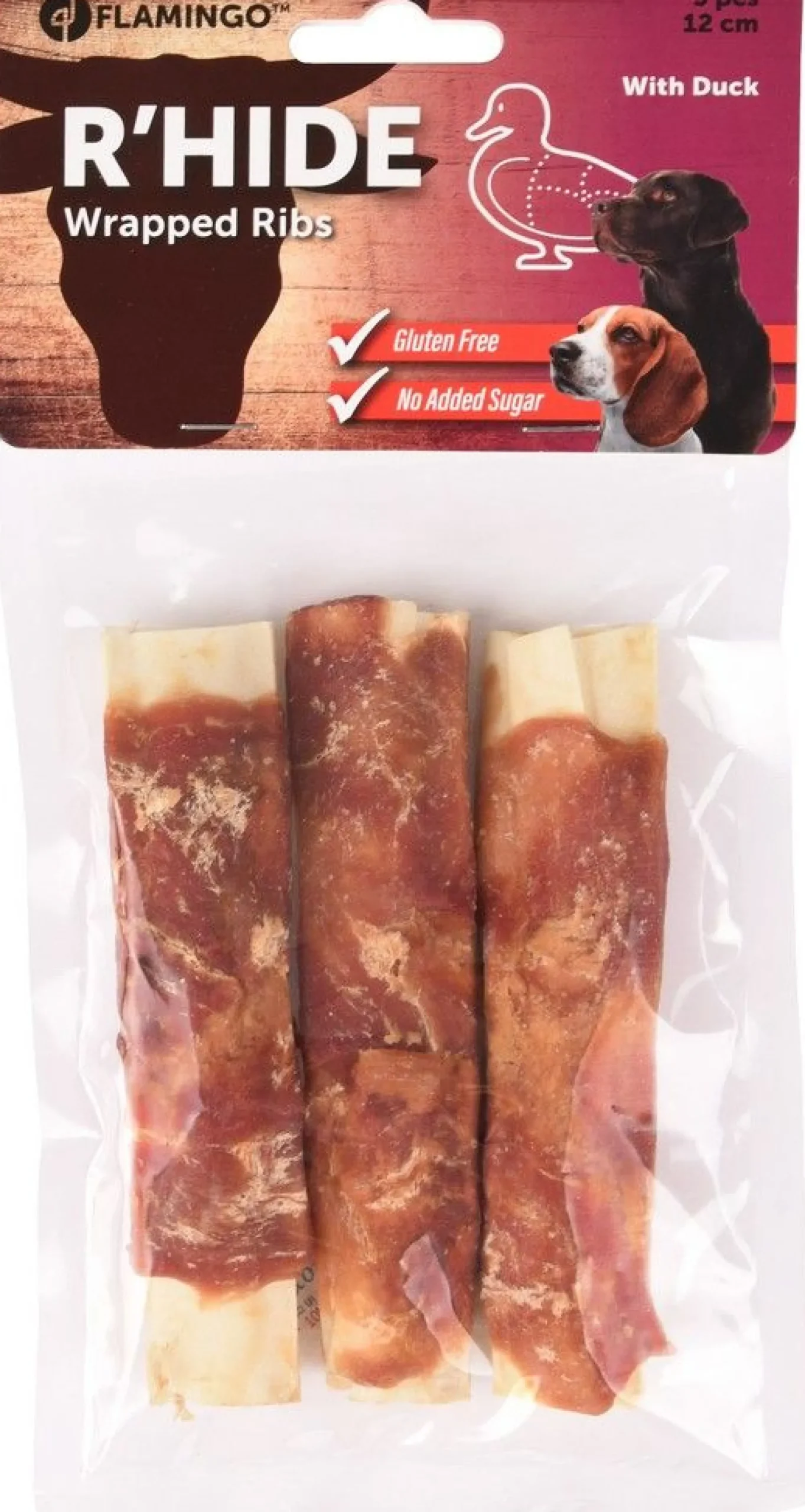 Hond Voeding|ohgreen R'hide duck wrapped ribs 12cm 3st 90gr