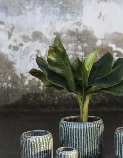 Potten En Vazen|ohgreen Sixties Pot ribbels blauw grijs d15,5 h14,5