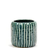 Potten En Vazen|ohgreen Sixties Pot ribbels blauw grijs d14 h12,5