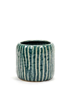 Potten En Vazen|ohgreen Sixties Pot ribbels blauw grijs d14 h12,5