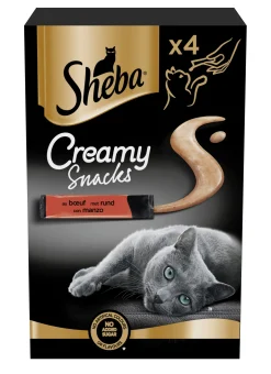Kat Voeding|ohgreen Snacks voor katten |sheba creamy snack 4x12g rund
