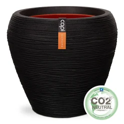 Kunststof|Ecocheques|ohgreen Vaas taps rond rib 42x38 zwart