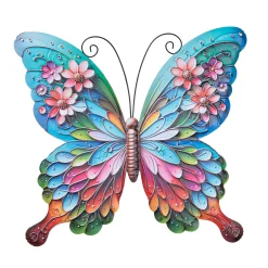 Decoratie|ohgreen Vlinder met bloemen wand decoratie 29,5x32,5cm
