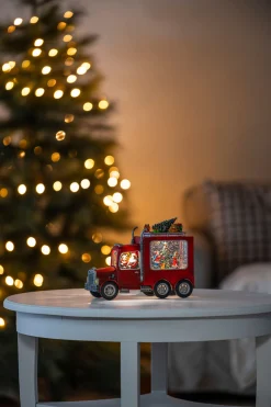 Deco Verlichting Binnen|ohgreen Waterspinner truck met kerstman led warmwit voor binnen